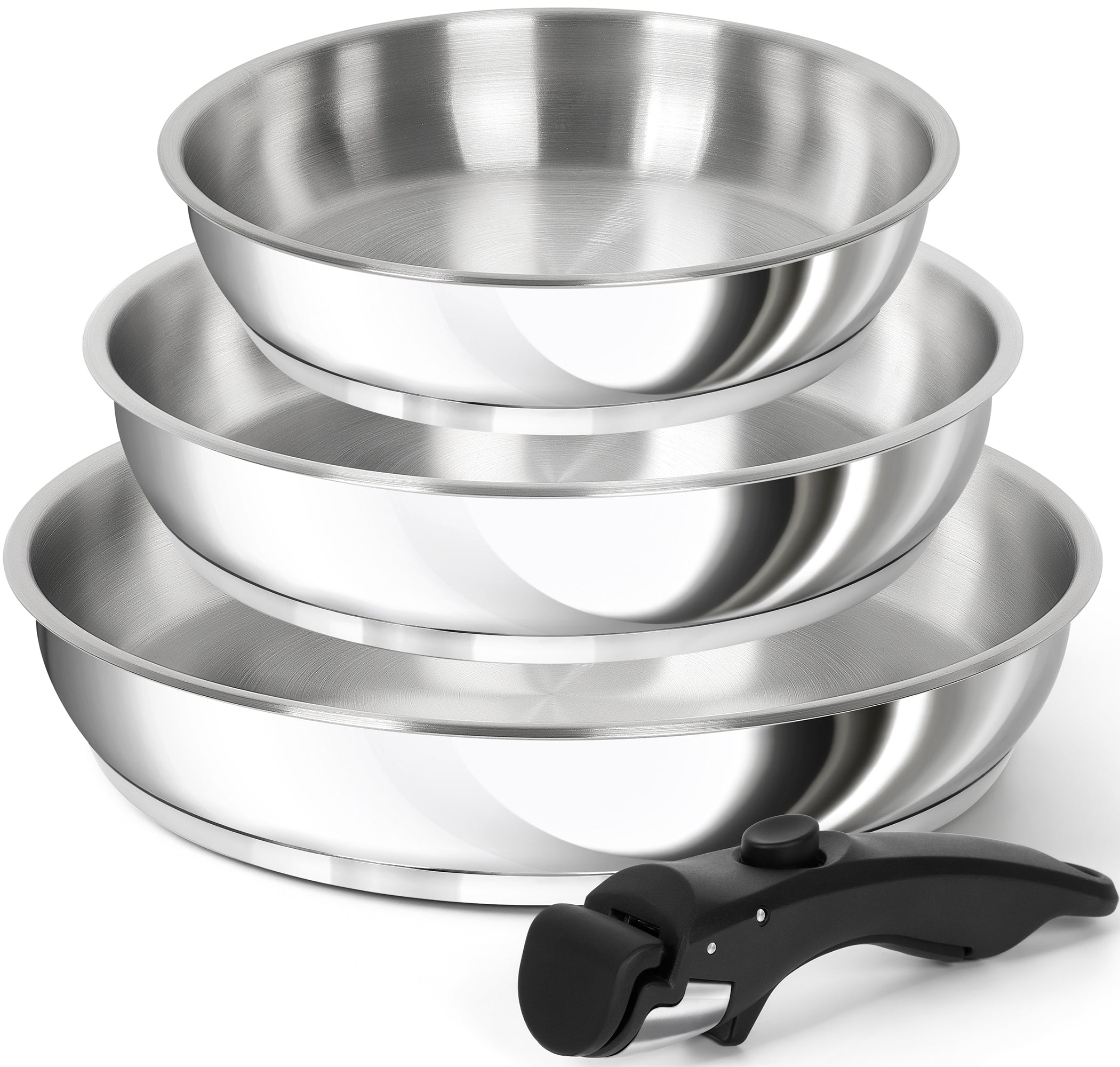 MICHELANGELO Stainless Steel Frying Pan Set with Removable Handle- 8" & 9.5" & 11"