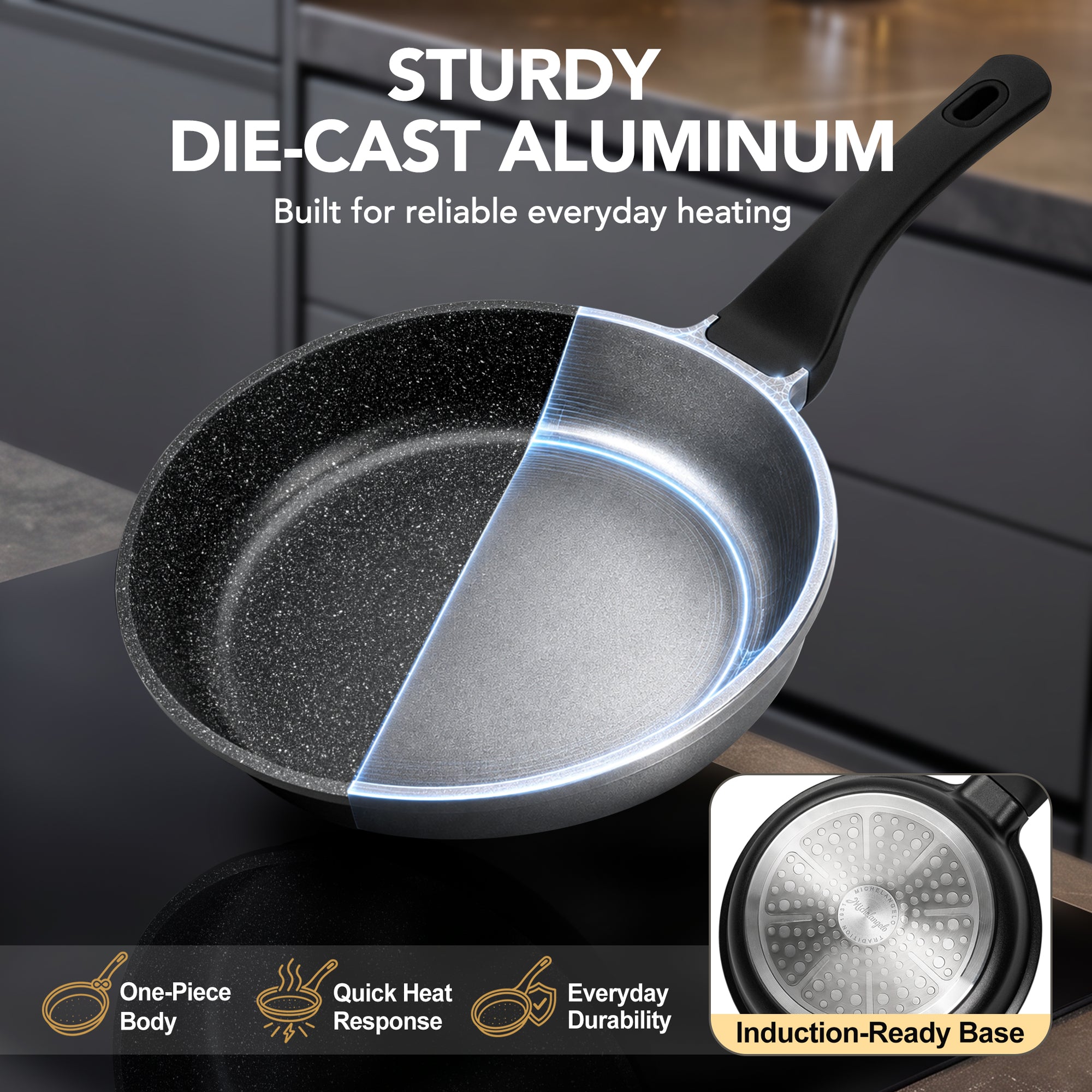 MICHELANGELO Nonstick Frying Pan - Non Stick Small Frying Pan with Silicone Handle