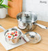 MICHELANGELO 1Qt & 2Qt Tri-ply Stainless Steel Saucepan Set, Small Cooking Pots with Tempered Glass Lids