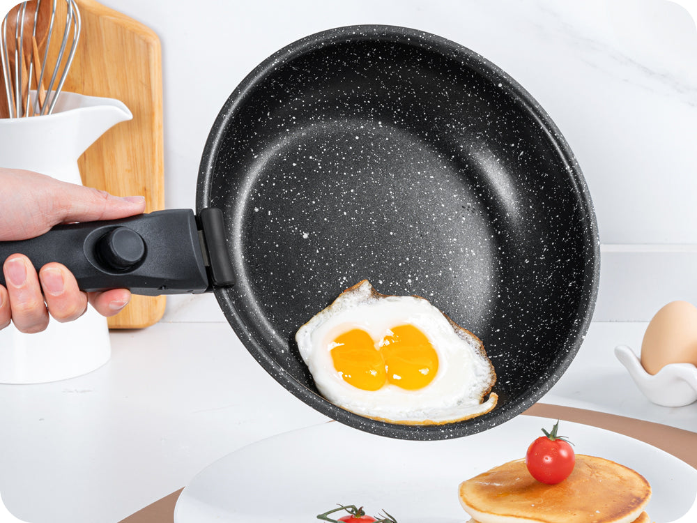 MICHELANGELO Nonstick Frying Pan Set Removable Handle,8" & 10" Fry Pans , Black