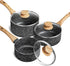 MICHELANGELO Saucepan Set with Lid, 1QT+2QT+3QT, Stone Saucepan