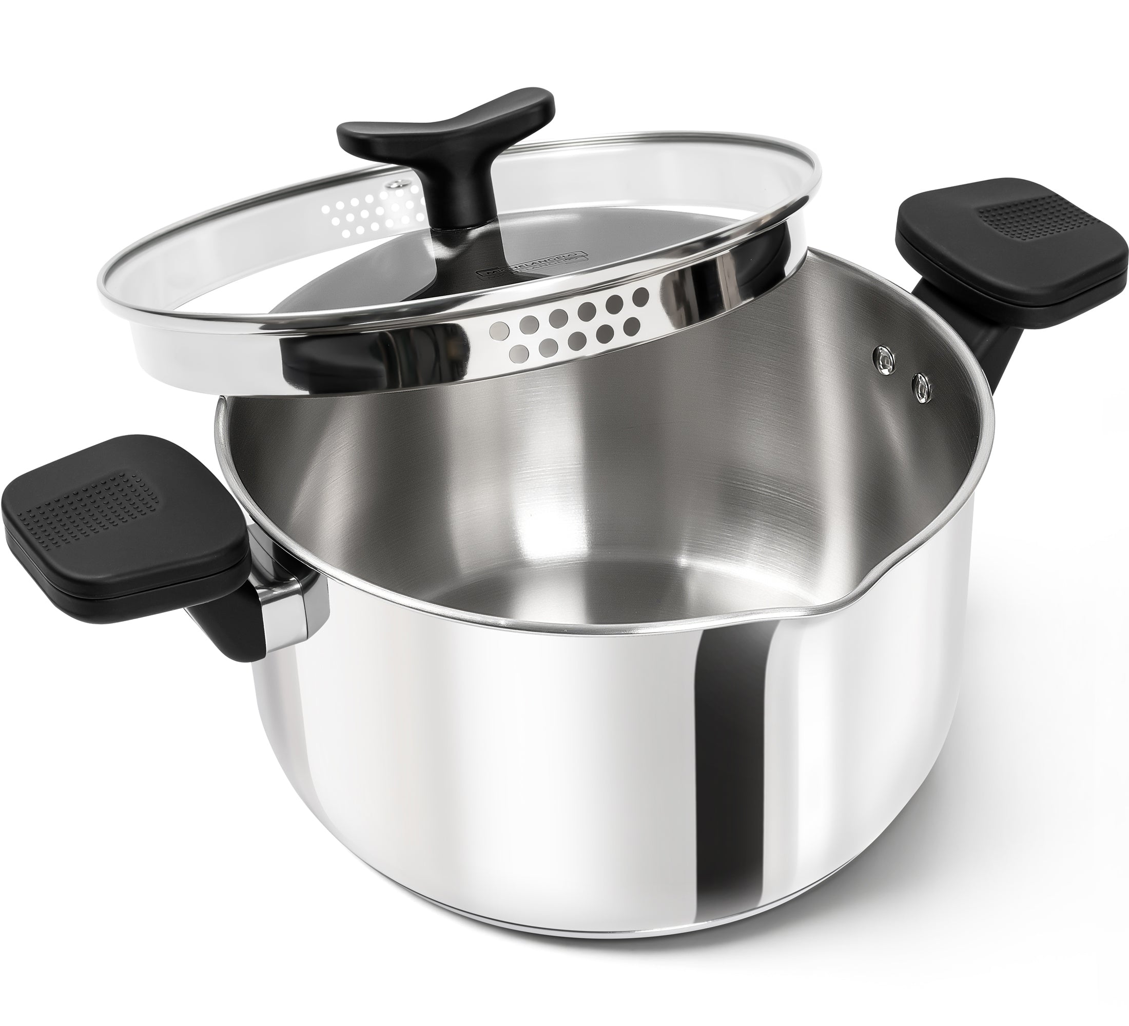 MICHELANGELO Stainless Steel Pasta Pot with Strainer Lid 6 Qt Spaghetti Pot