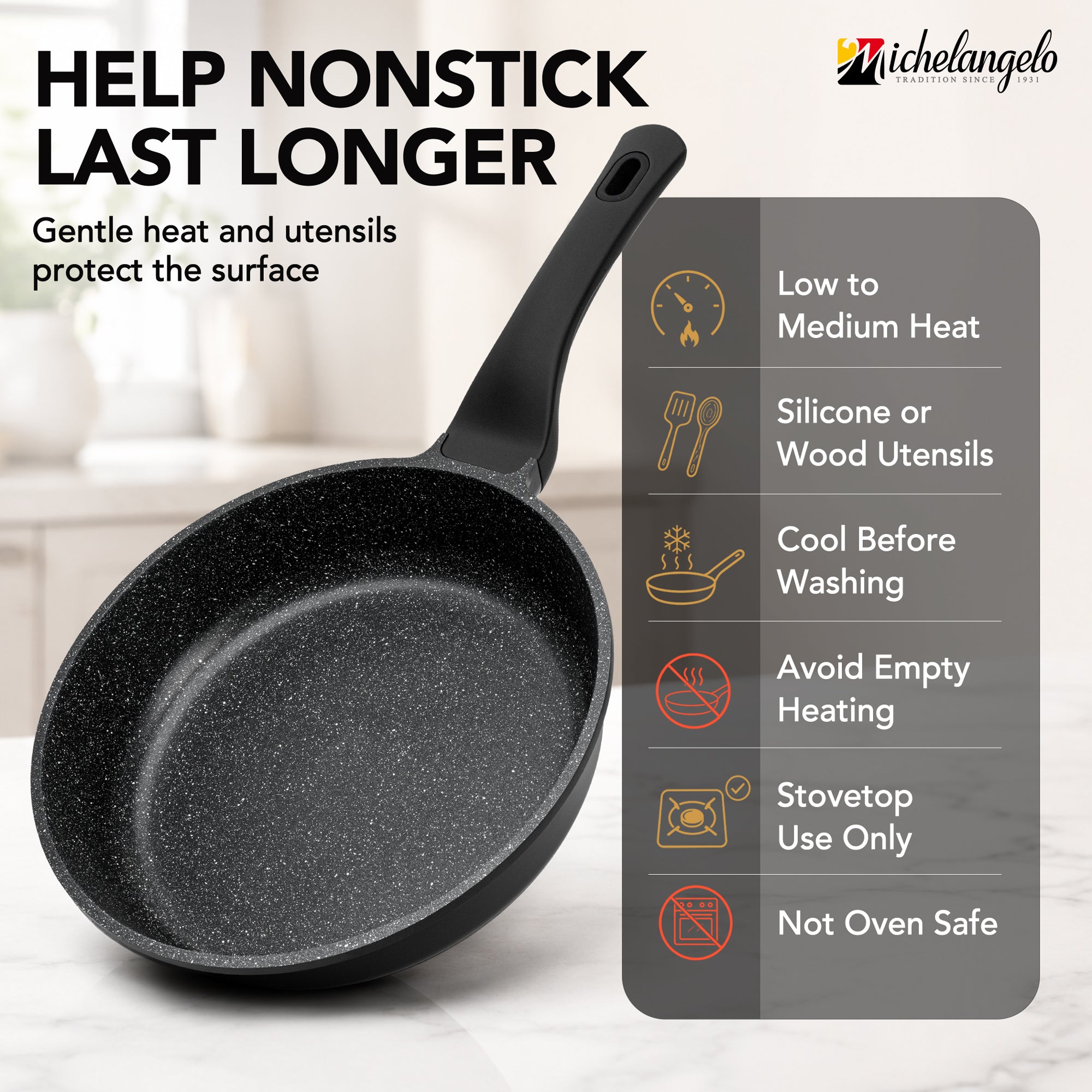 MICHELANGELO Nonstick Frying Pan - Non Stick Small Frying Pan with Silicone Handle