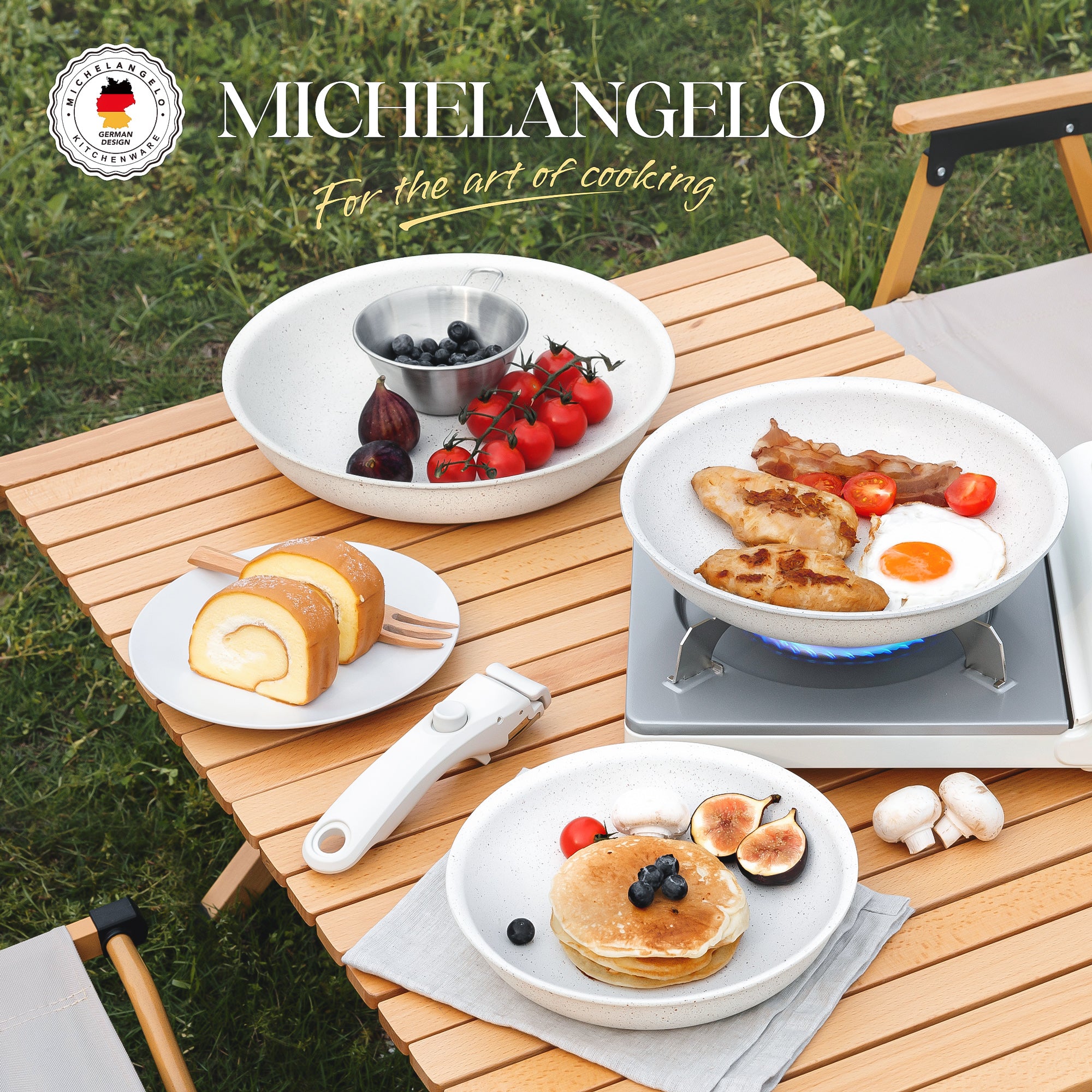 MICHELANGELO Nonstick Frying Pan Set Removable Handle, 8" 9.5" and 11"