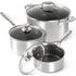 MICHELANGELO 6 Pcs Tri-ply Stainless Steel Pot Set, 2QT & 3QT & 8QT Pot with Lids