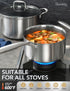 MICHELANGELO 6 Pcs Tri-ply Stainless Steel Pot Set, 2QT & 3QT & 8QT Pot with Lids