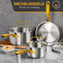 MICHELANGELO Stainless Steel Saucepan with Lid & Pour Spout 1QT & 2QT & 3QT,Stay-Cool Golden Handles