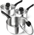 MICHELANGELO 1 & 2 & 3 Quart Stainless Steel Saucepan Set with Bakelite Handle