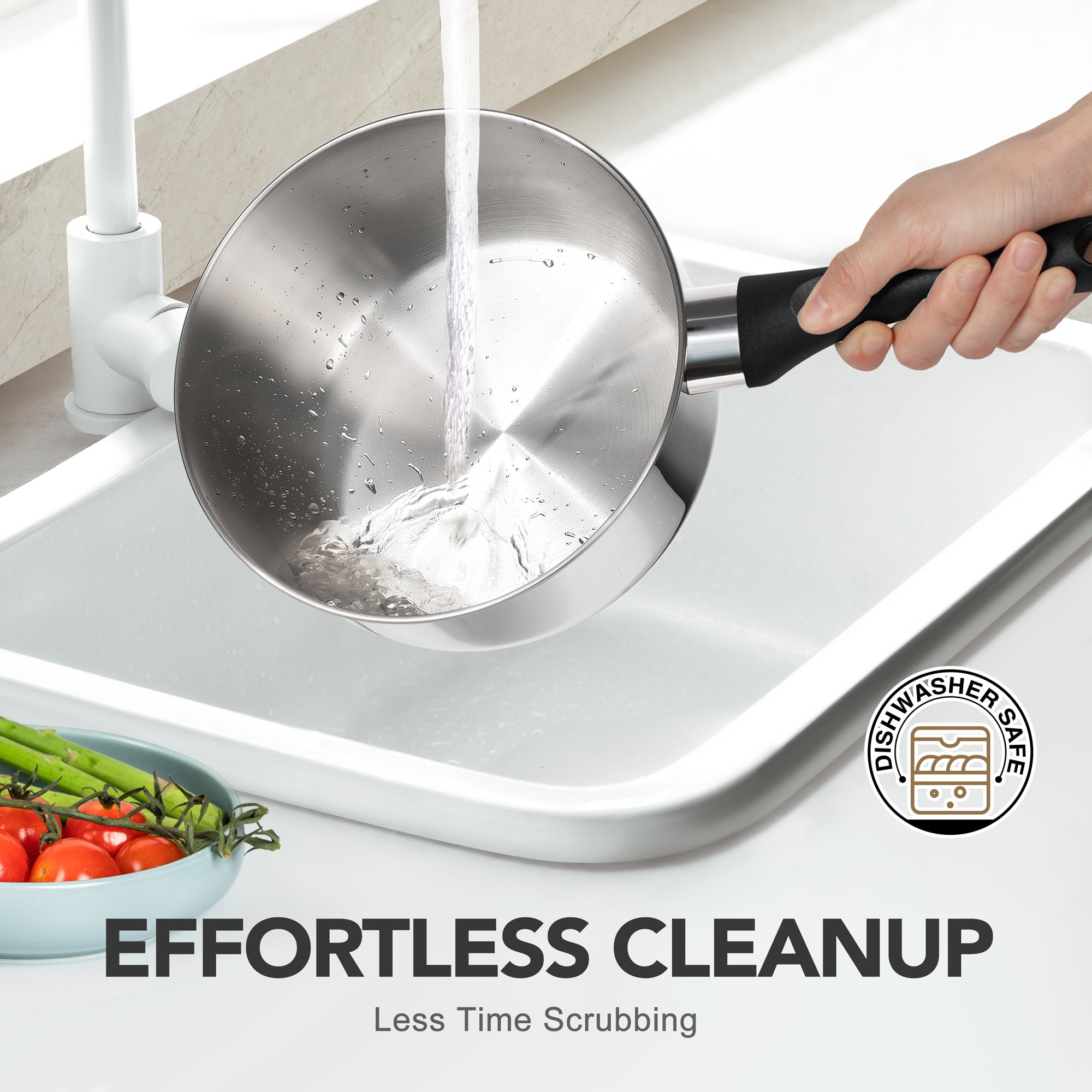 MICHELANGELO 1 & 2 & 3 Quart Stainless Steel Saucepan Set with Bakelite Handle