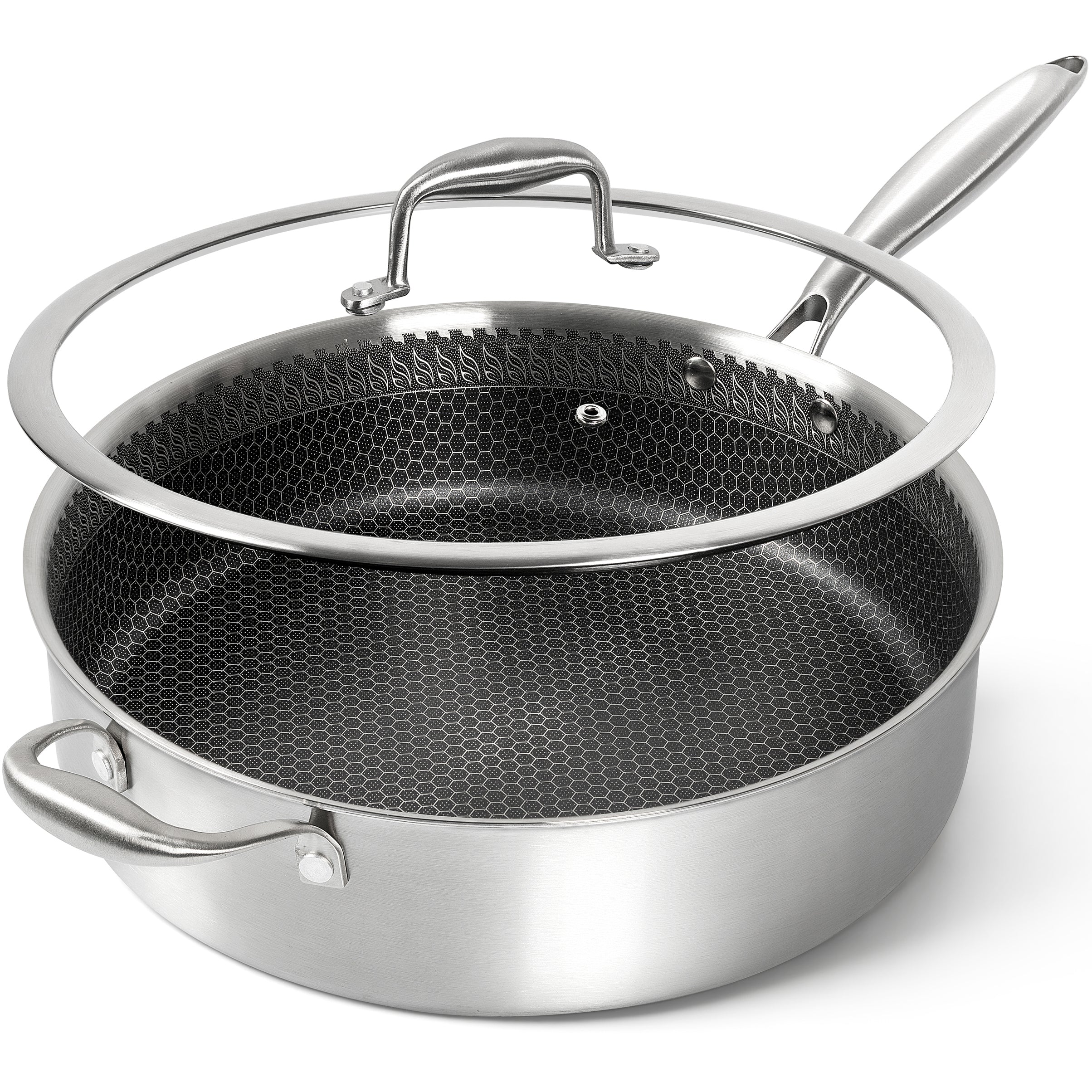 MICHELANGELO Tri-ply Stainless Steel Saute Pan 6 QT with Honeycomb Interior