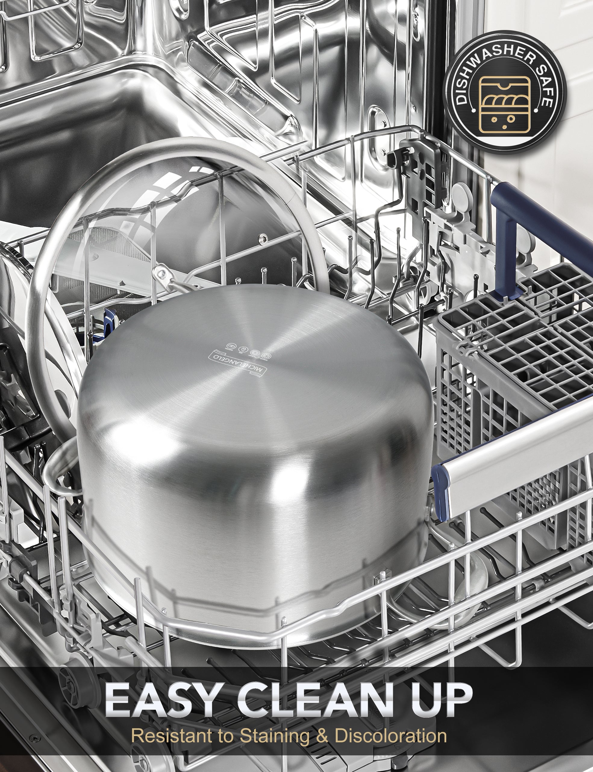 MICHELANGELO Tri-ply Stainless Steel Stock Pot, Heavy Duty Stockpot with Lid