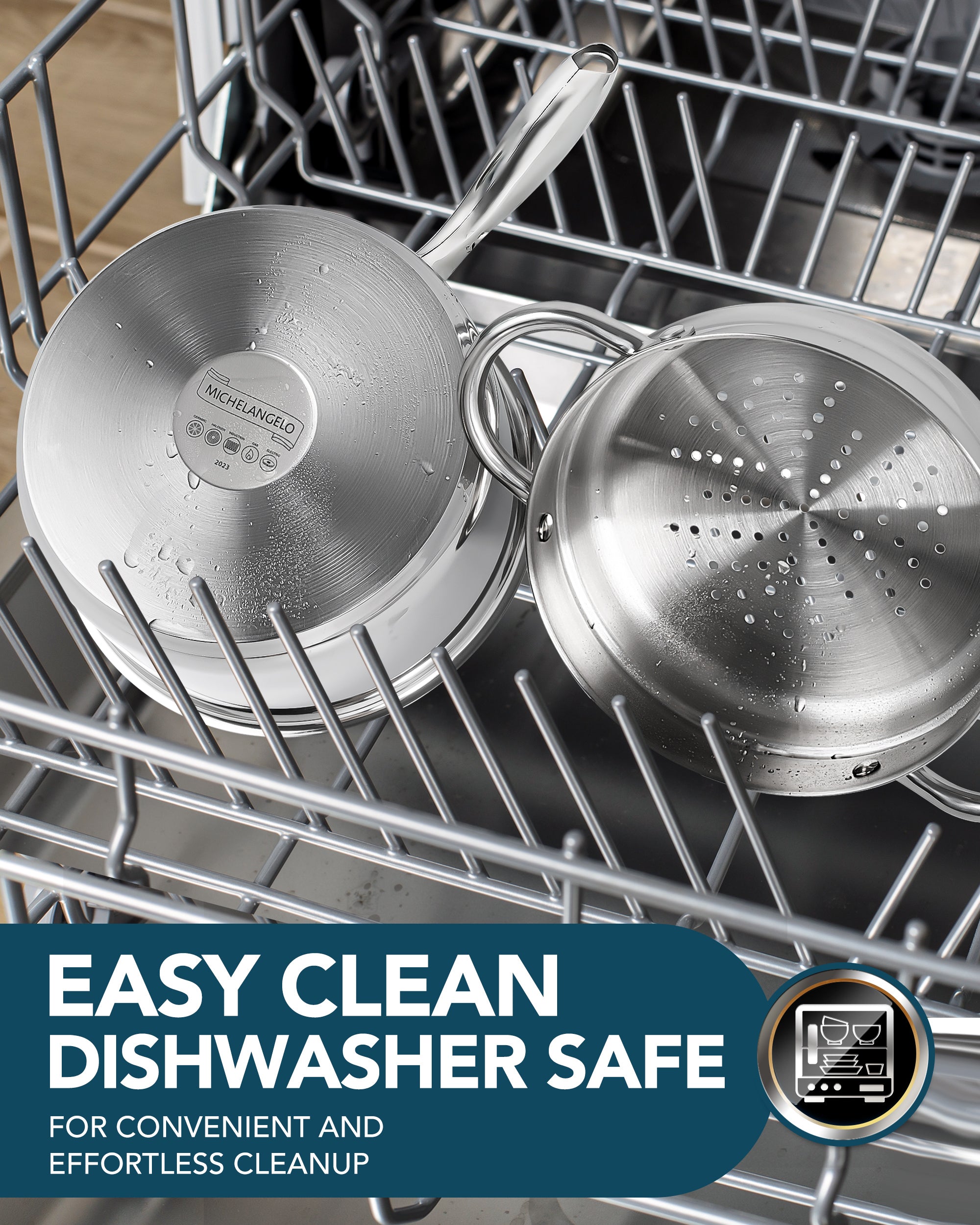 MICHELANGELO 1 & 2 & 3 Quart Stainless Steel Saucepan with Lid & Steamer