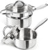MICHELANGELO Stainless Steel Sauce Pot Set with Steamer 5Pcs, 18/10 Saucepan Set with Pour Spout & Strainer Glass Lids 1QT & 2QT