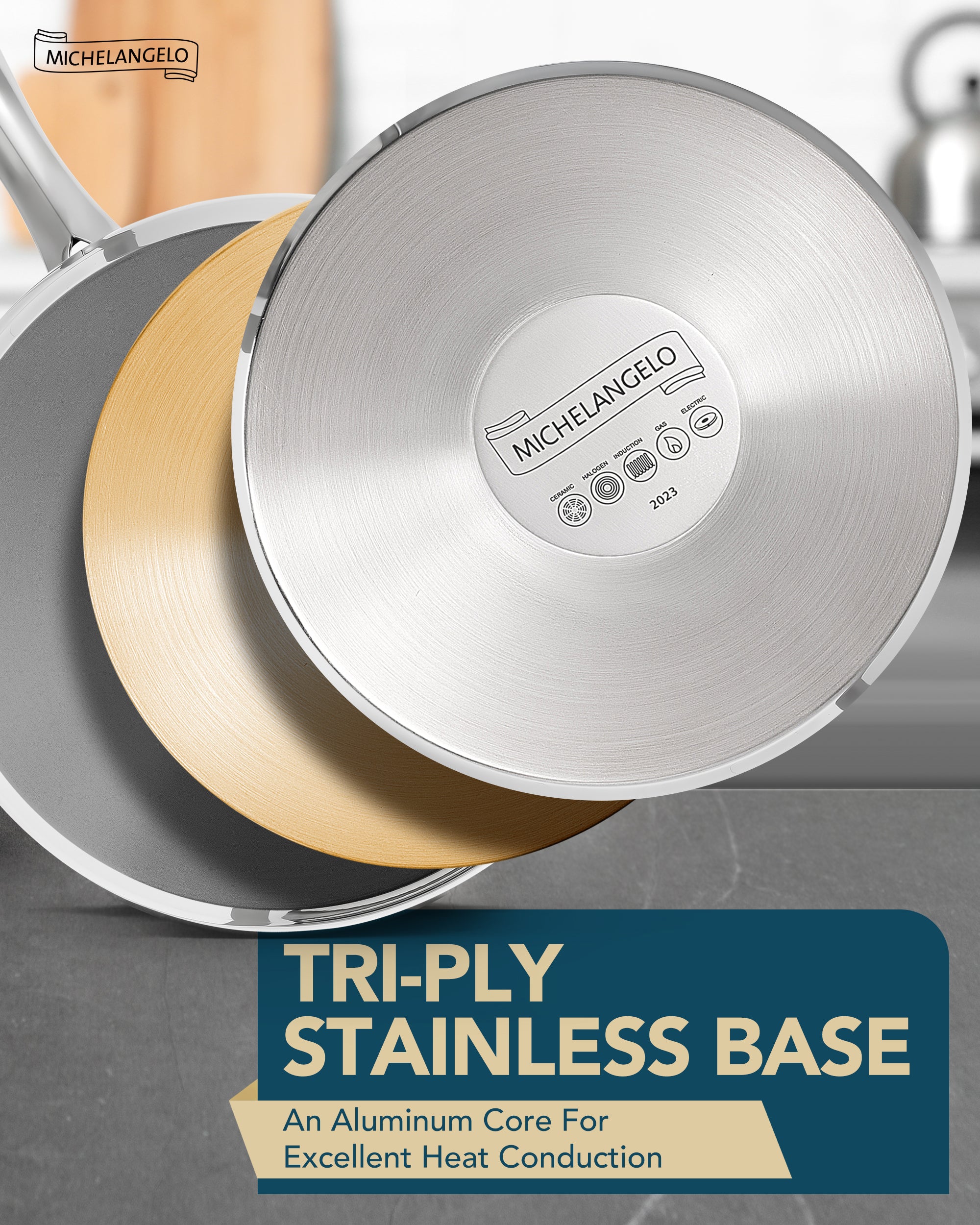 MICHELANGELO Stainless Steel Sauce Pot Set with Steamer 5Pcs, 18/10 Saucepan Set with Pour Spout & Strainer Glass Lids 1QT & 2QT