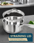 MICHELANGELO Stainless Steel Sauce Pot Set with Steamer 5Pcs, 18/10 Saucepan Set with Pour Spout & Strainer Glass Lids 1QT & 2QT