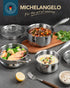 MICHELANGELO Stainless Steel Sauce Pot Set with Steamer 5Pcs, 18/10 Saucepan Set with Pour Spout & Strainer Glass Lids 1QT & 2QT