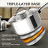 MICHELANGELO 1 & 2 & 3 Quart Stainless Steel Pot Set 6 Pcs with Triply Base, Stainless Steel Saucepans with Lids