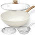 MICHELANGELO 12 Inch Wok Pan with Lid white