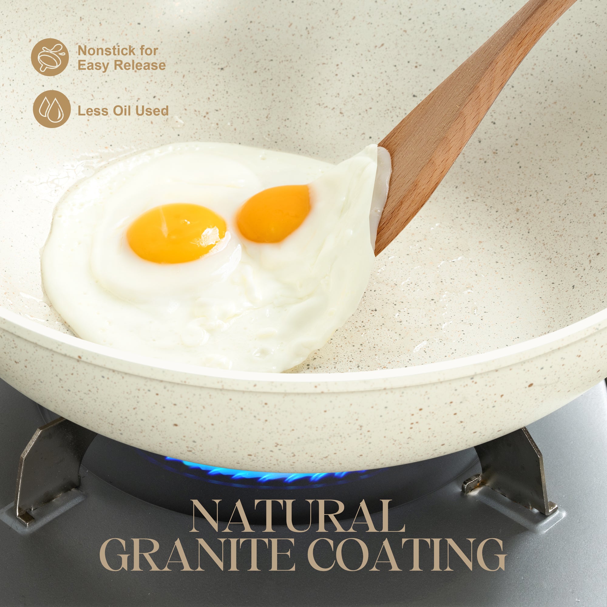 MICHELANGELO 12 Inch Wok Pan with Lid white