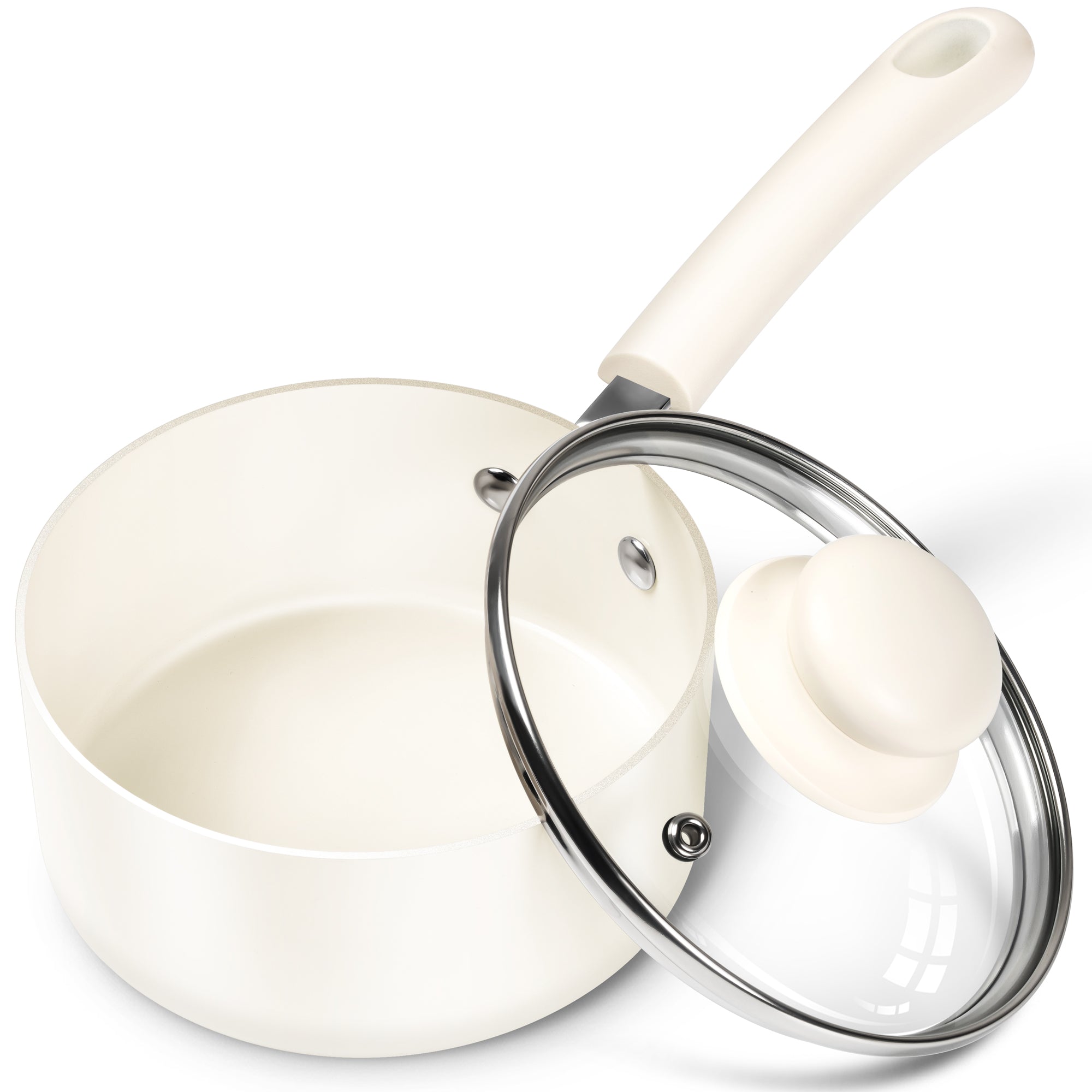 MICHELANGELO Sauce Pan Set With Lid, 1QT Ceramic Saucepans