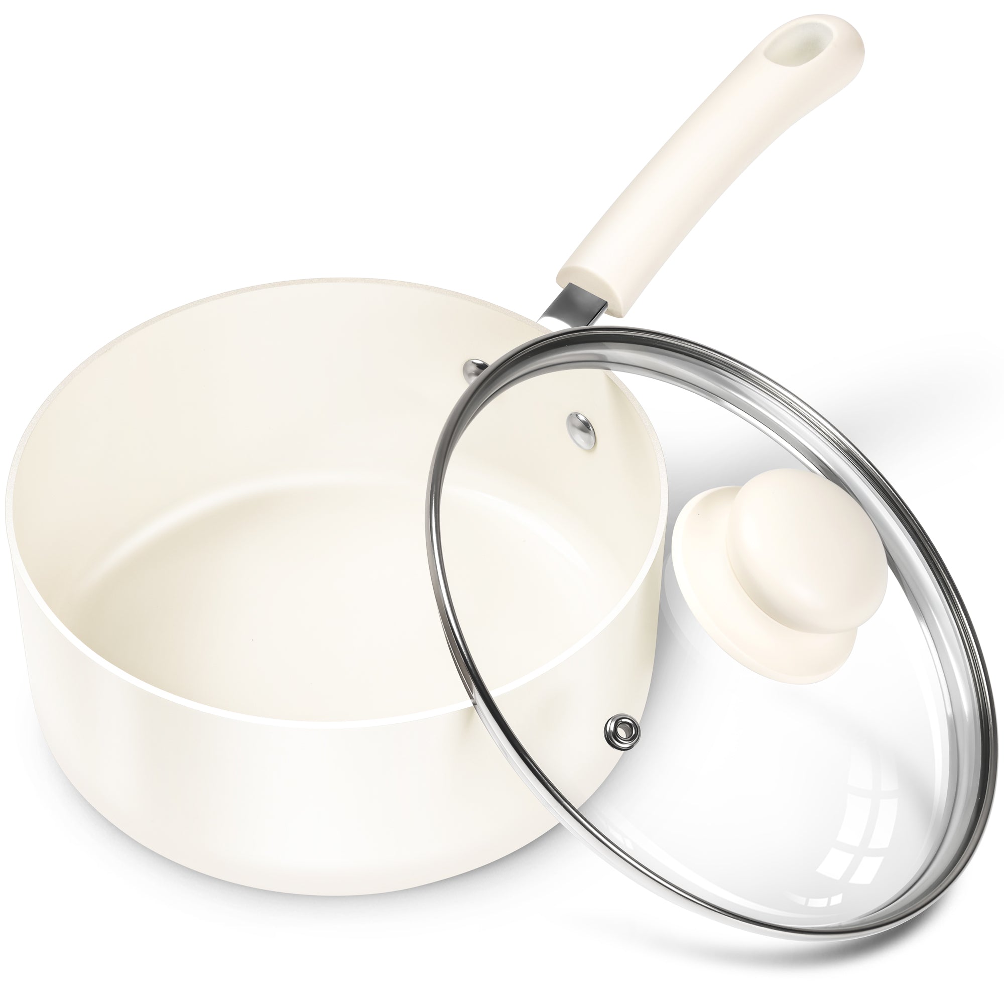 MICHELANGELO Sauce Pan Set With Lid, 1QT Ceramic Saucepans