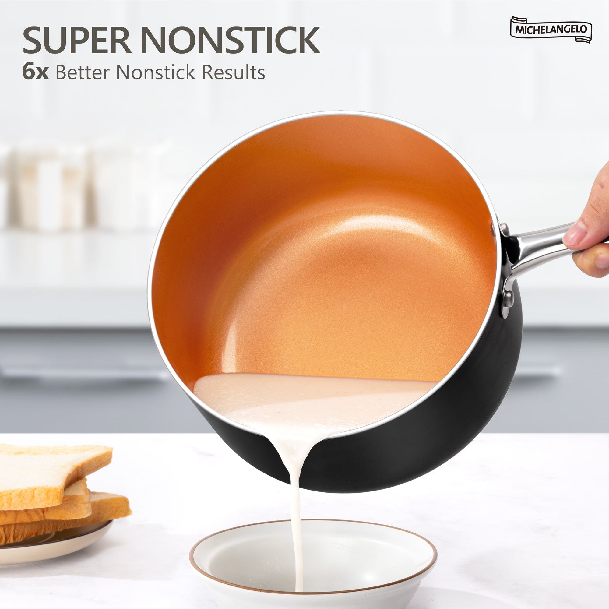 MICHELANGELO 4 Quart Copper Saucepan with Lid