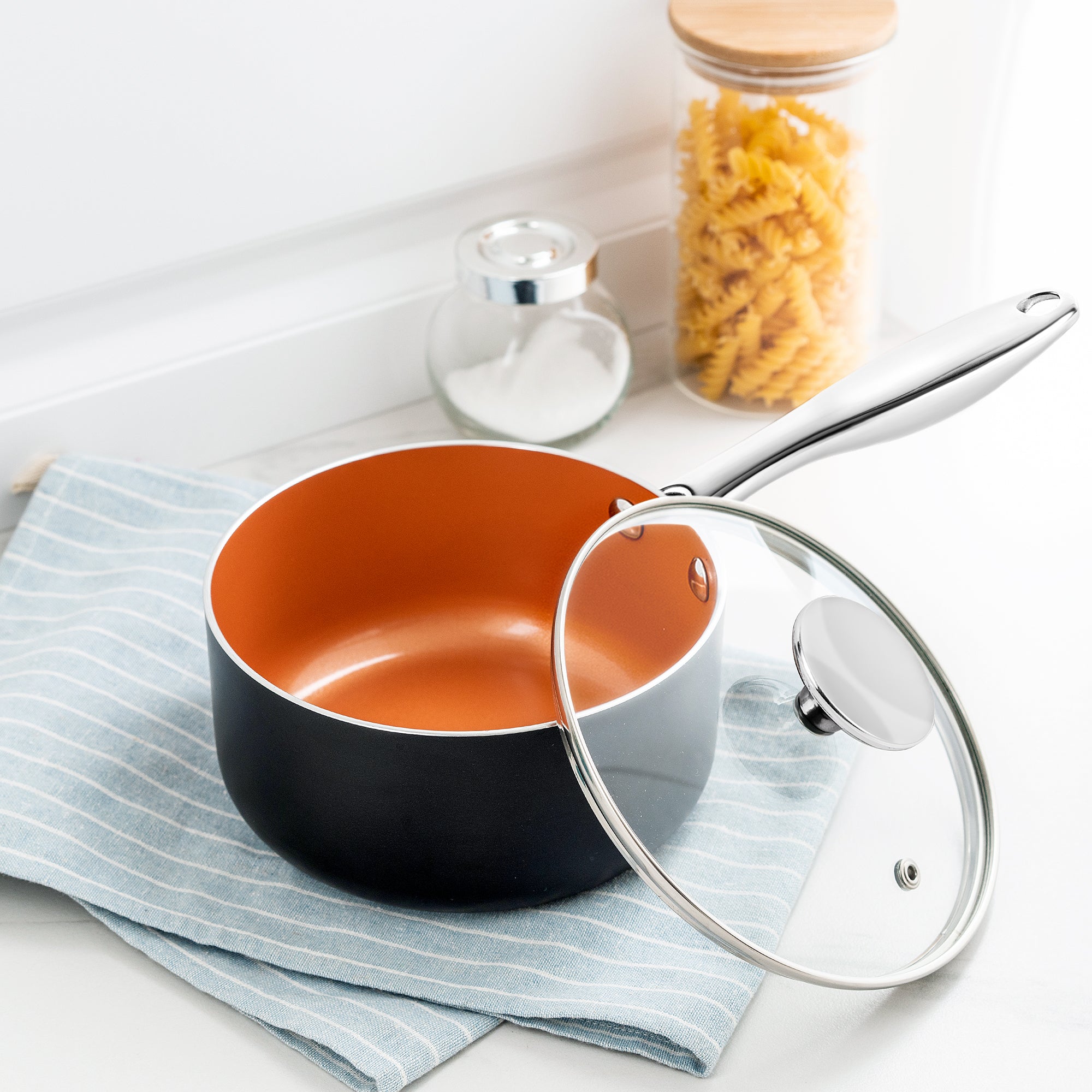 MICHELANGELO 4 Quart Copper Saucepan with Lid
