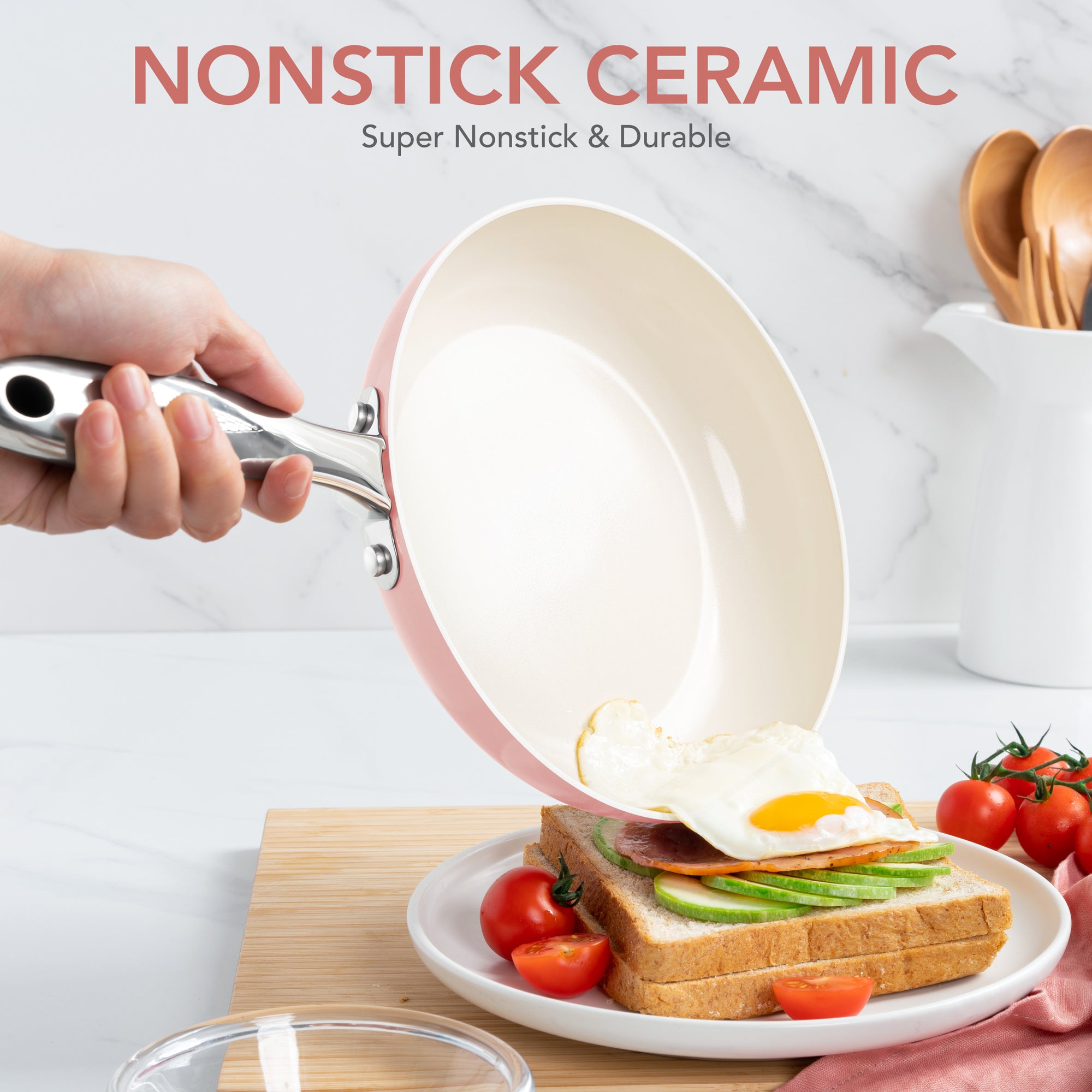 MICHELANGELO Non Stick Frying Pans Set - Ceramic Frying Pans Nonstick, 8'', 9.5'' & 11''