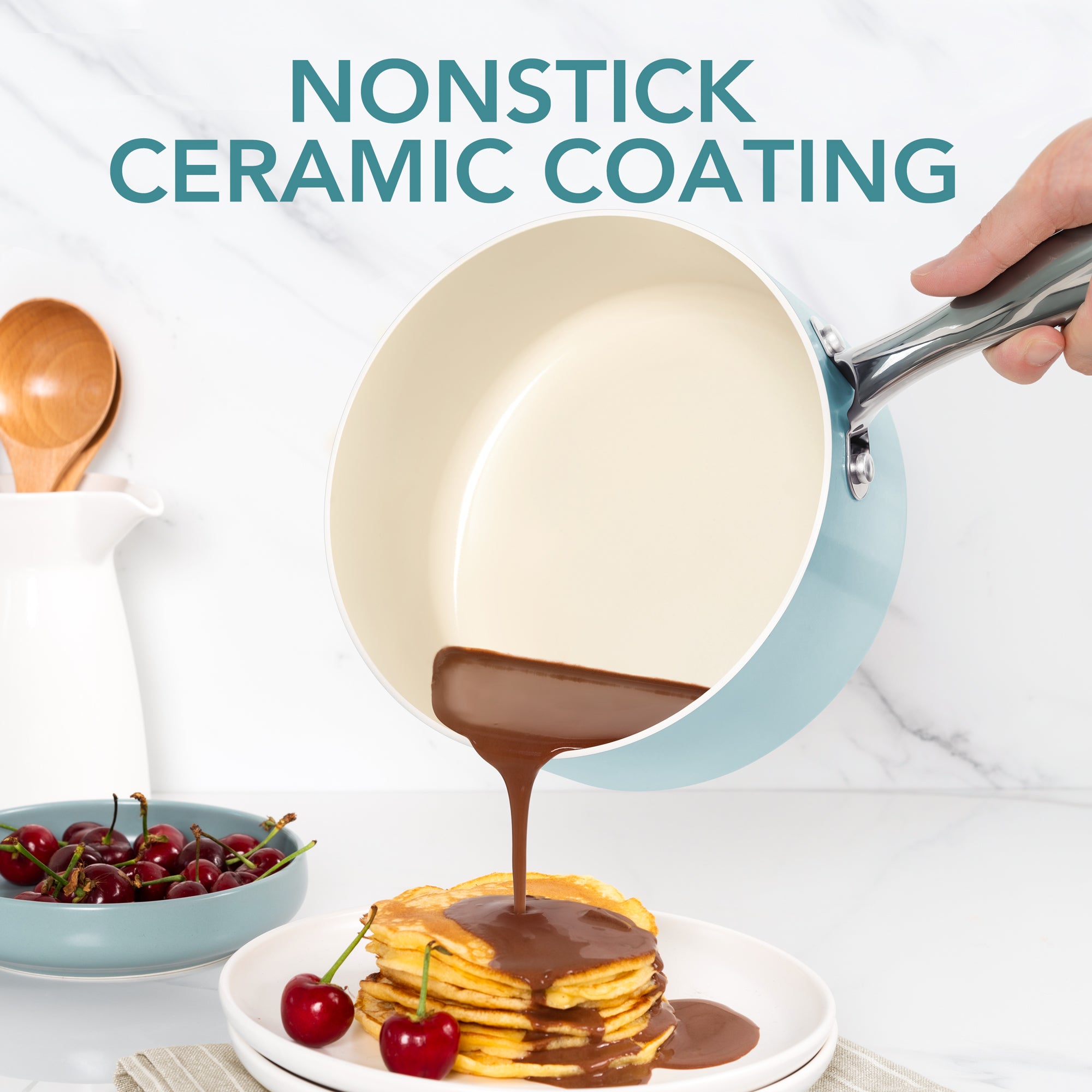 MICHELANGELO Sauce Pan Sets, Ceramic Saucepans with Lid 3Qt