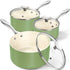 MICHELANGELO Sauce Pan Sets, Ceramic Saucepans with Lid 1QT,2QT,3QT