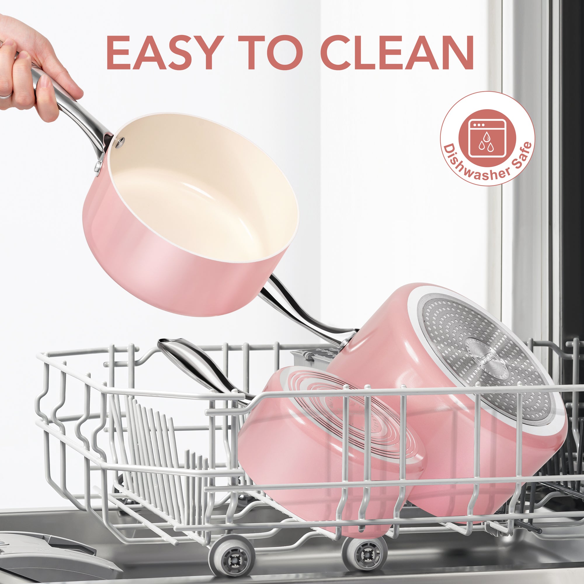 MICHELANGELO Sauce Pan Sets, Ceramic Saucepans with Lid, 1Qt & 2Qt & 3Qt