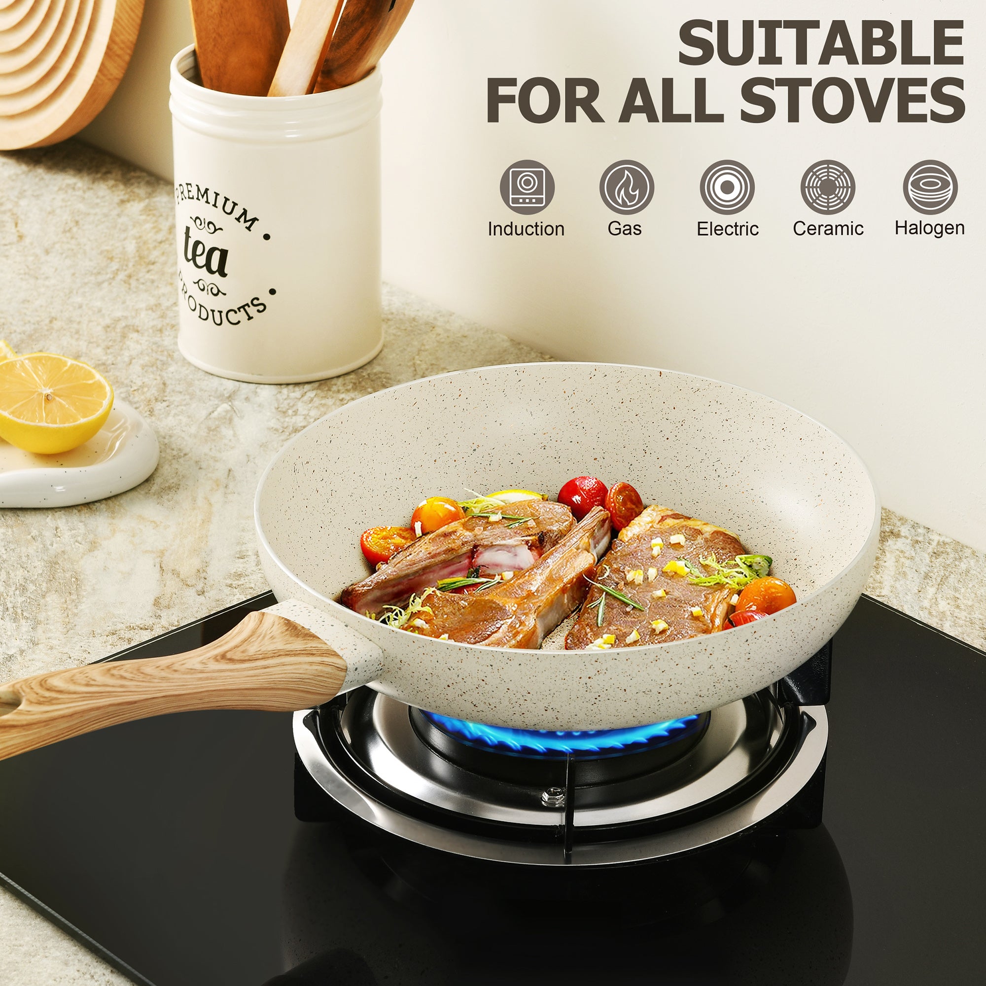 MICHELANGELO Non Stick Frying Pans Set, 8 Inch, 9.5 Inch and 11 Inch
