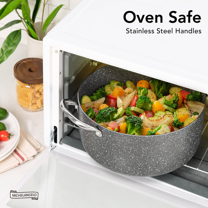 MICHELANGELO 5 Quart Stock Pot with Lid, Stainless Steel Handle ...