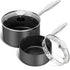 MICHELANGELO 1.5 & 3 Quart Hard Anodized Nonstick Sauce Pan with Strainer Lid & Pour Spouts for Easy Pour