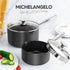 MICHELANGELO 1.5 & 3 Quart Hard Anodized Nonstick Sauce Pan with Strainer Lid & Pour Spouts for Easy Pour