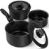 MICHELANGELO Sauce Pan Set,1Qt & 2 Qt & 3Qt Pots with Removable Handles, Black